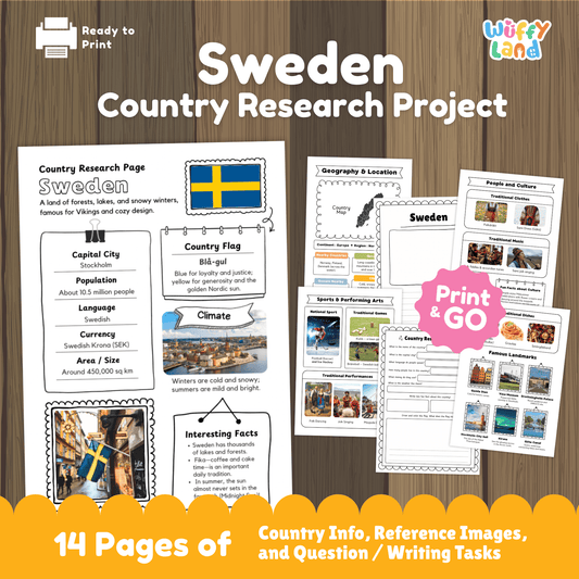 SWEDEN Country Study | Geography Research Project & Printable Worksheets