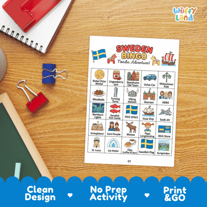 Sweden Geography BINGO Games Swedish Culture and Landmarks Activity