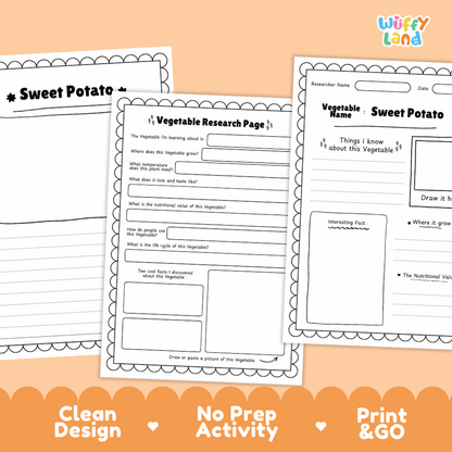Sweet Potato Vegetable Research Page Science Worksheets and Fact Sheet