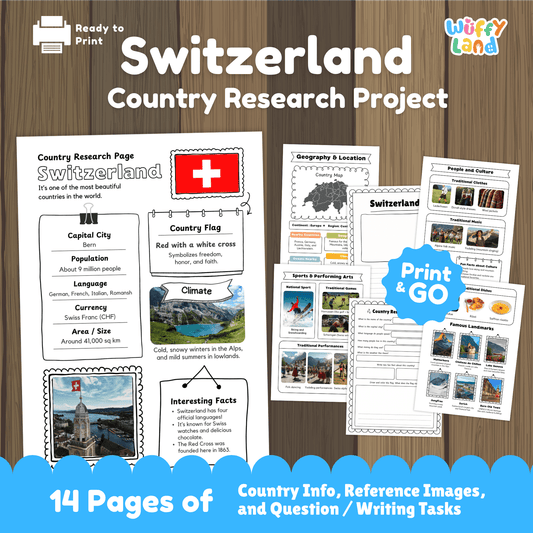 SWITZERLAND Country Study | Geography Research Project & Printable Worksheets
