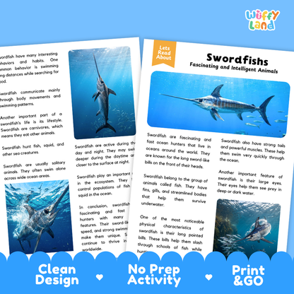 Swordfish Reading Passage and Comprehension Questions Worksheets