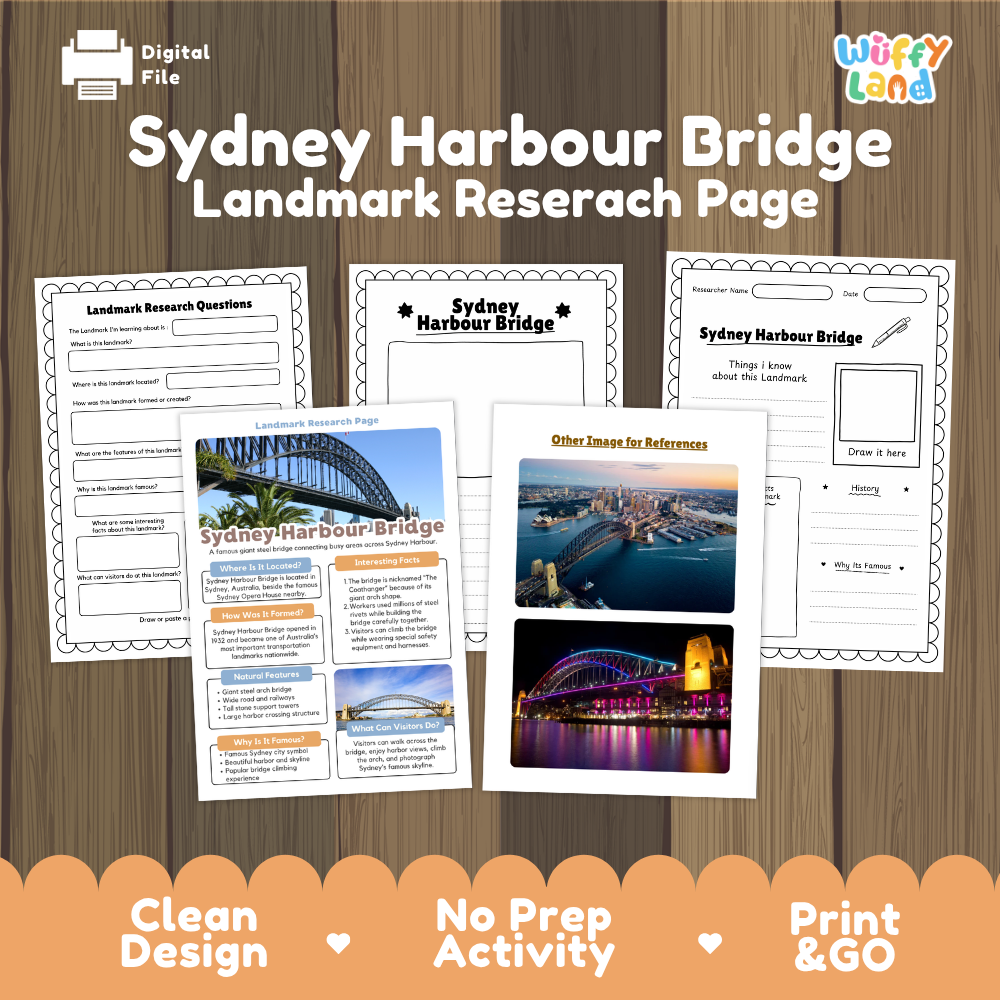 Sydney Harbour Bridge Landmark Research Page | World Geography Worksheets and Fact Sheet