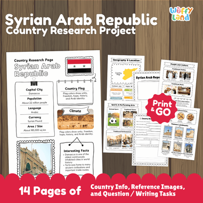 Syrian Arab Republic Country Research Project Worksheets and Reference Pages