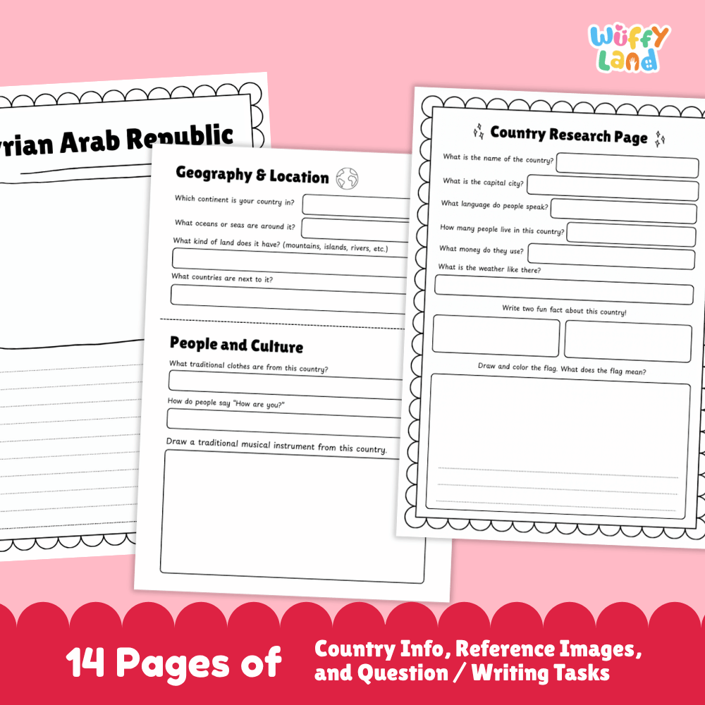 Syrian Arab Republic Country Research Project Worksheets and Reference Pages