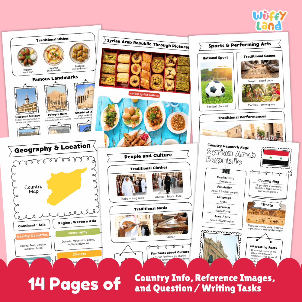 Syrian Arab Republic Country Research Project Worksheets and Reference Pages