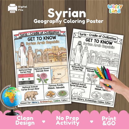 Syrian Geography Coloring Poster Worksheets
