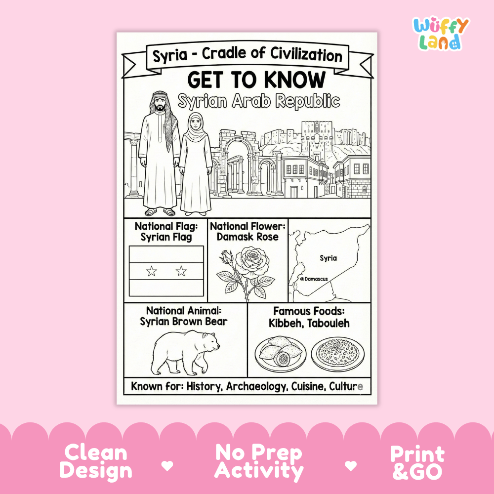 Syrian Geography Coloring Poster Worksheets