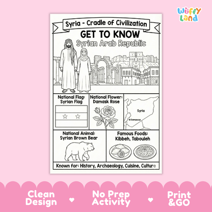 Syrian Geography Coloring Poster Worksheets