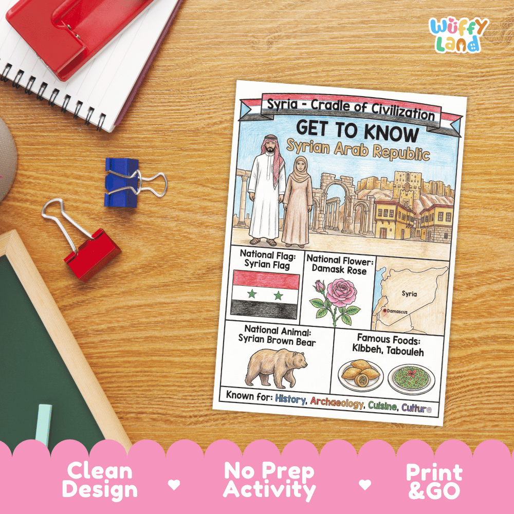 Syrian Geography Coloring Poster Worksheets