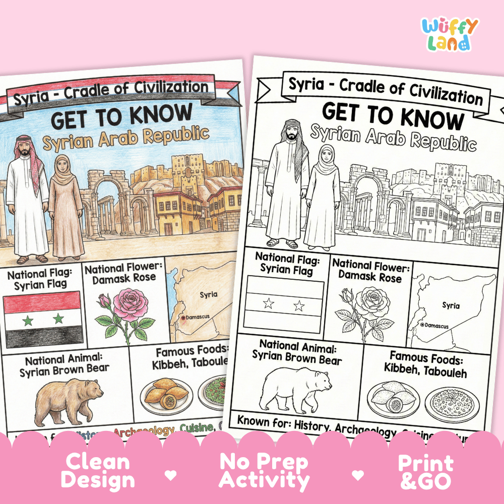 Syrian Geography Coloring Poster Worksheets
