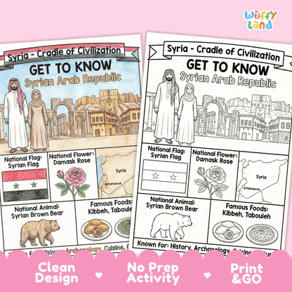 Syrian Geography Coloring Poster Worksheets
