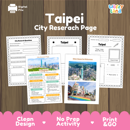 Taipei City Research Worksheets and Fact Sheet