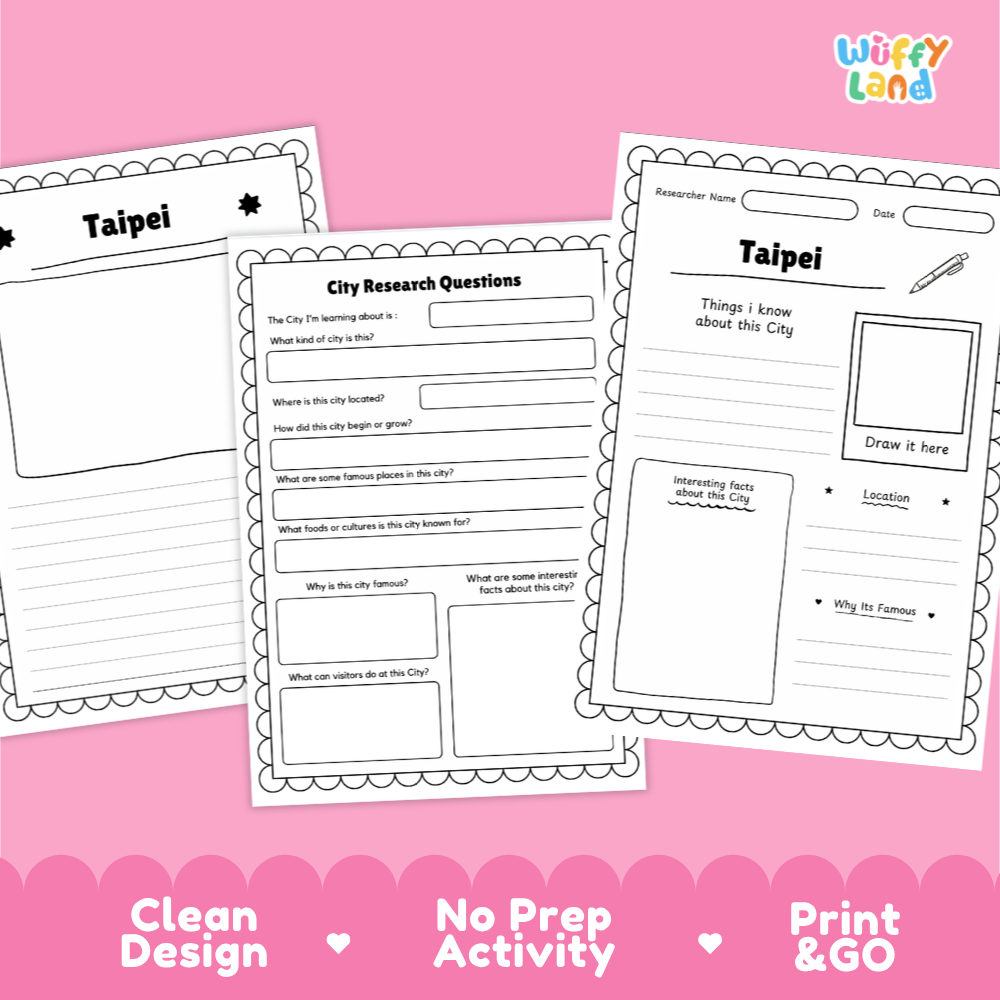 Taipei City Research Worksheets and Fact Sheet