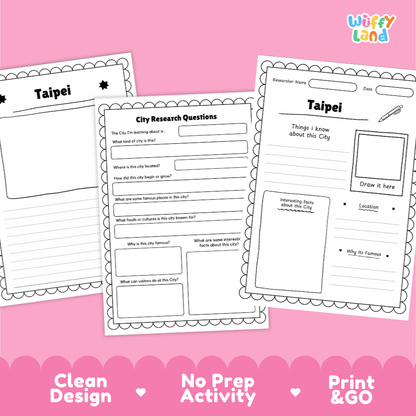 Taipei City Research Worksheets and Fact Sheet