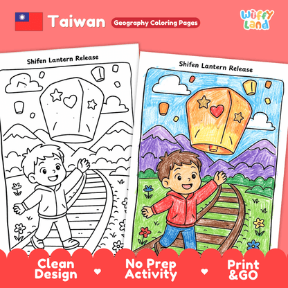 Taiwan Geography Coloring Pages - 11 Pages - World Geography No Prep Activity