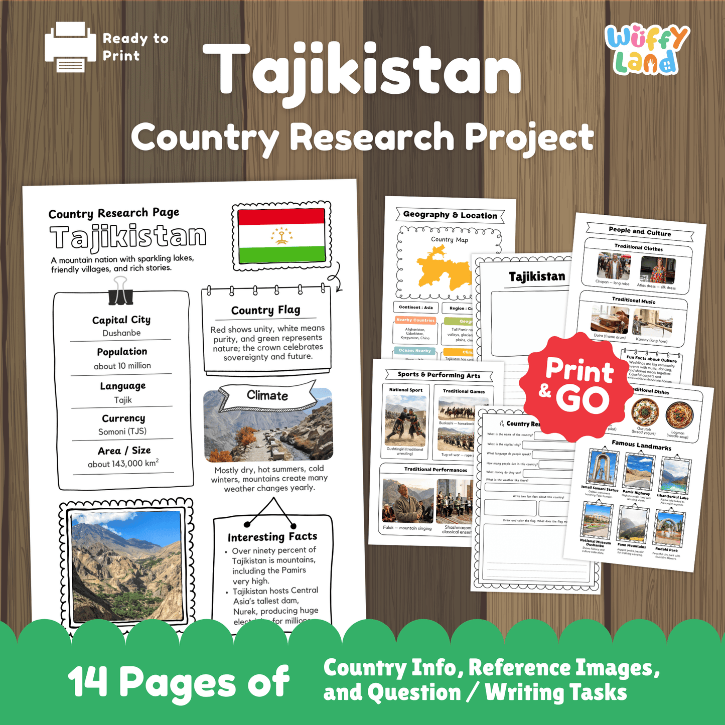 Tajikistan Country Study | Central Asia Geography Research Project & Worksheets