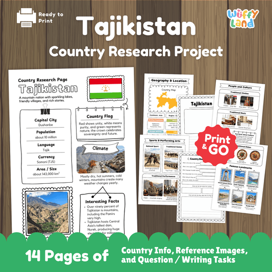 Tajikistan Country Study | Central Asia Geography Research Project & Worksheets