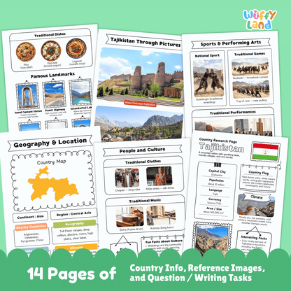 Tajikistan Country Study | Central Asia Geography Research Project & Worksheets