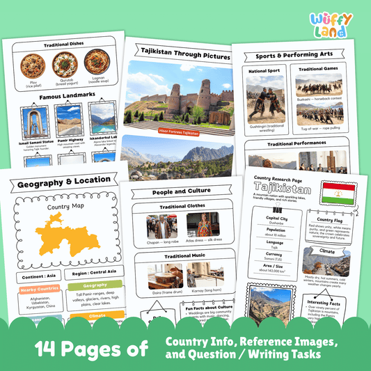 Tajikistan Country Study | Central Asia Geography Research Project & Worksheets