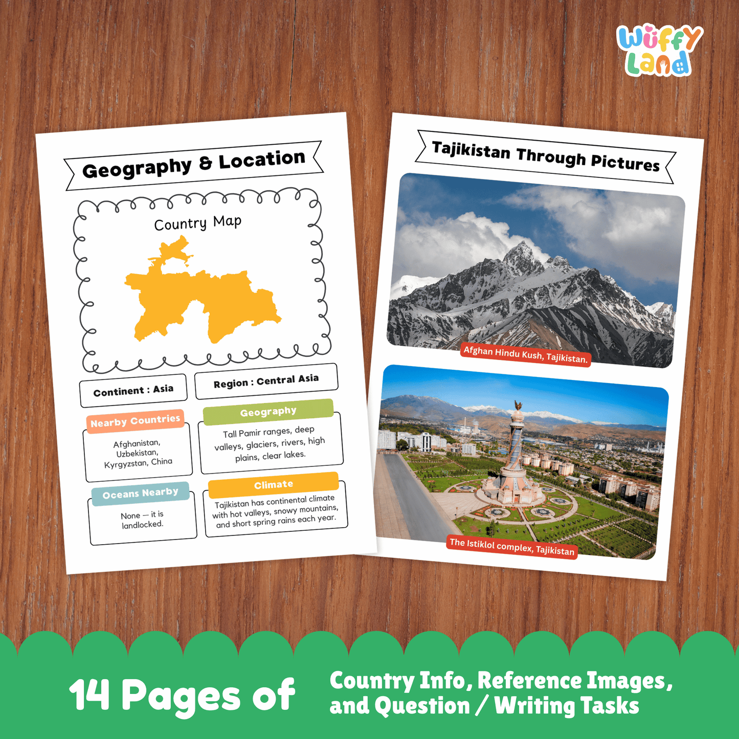 Tajikistan Country Study | Central Asia Geography Research Project & Worksheets