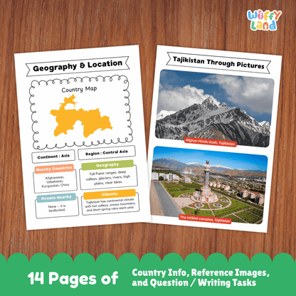 Tajikistan Country Study | Central Asia Geography Research Project & Worksheets