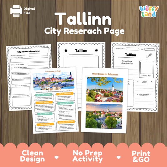 Tallinn Estonia City Research Project Worksheets and Fact Sheet Activity