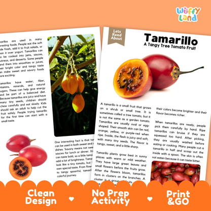 Teacher answer key page showing complete question solutions for Tamarillo nature and science reading comprehension practice