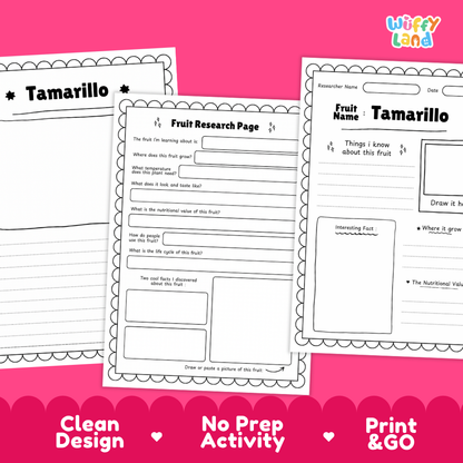Tamarillo Fruit Research Page Worksheets and Fact Sheet