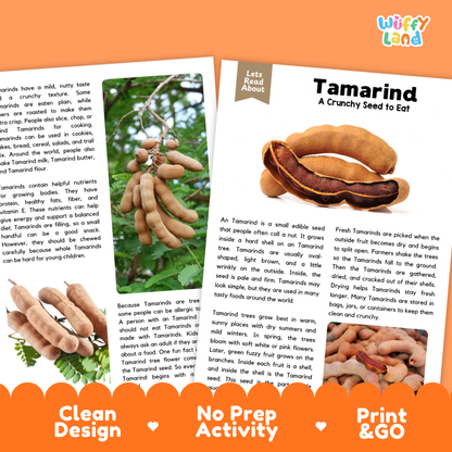 Teacher answer key page showing complete question solutions for Tamarind nature and science reading comprehension practice