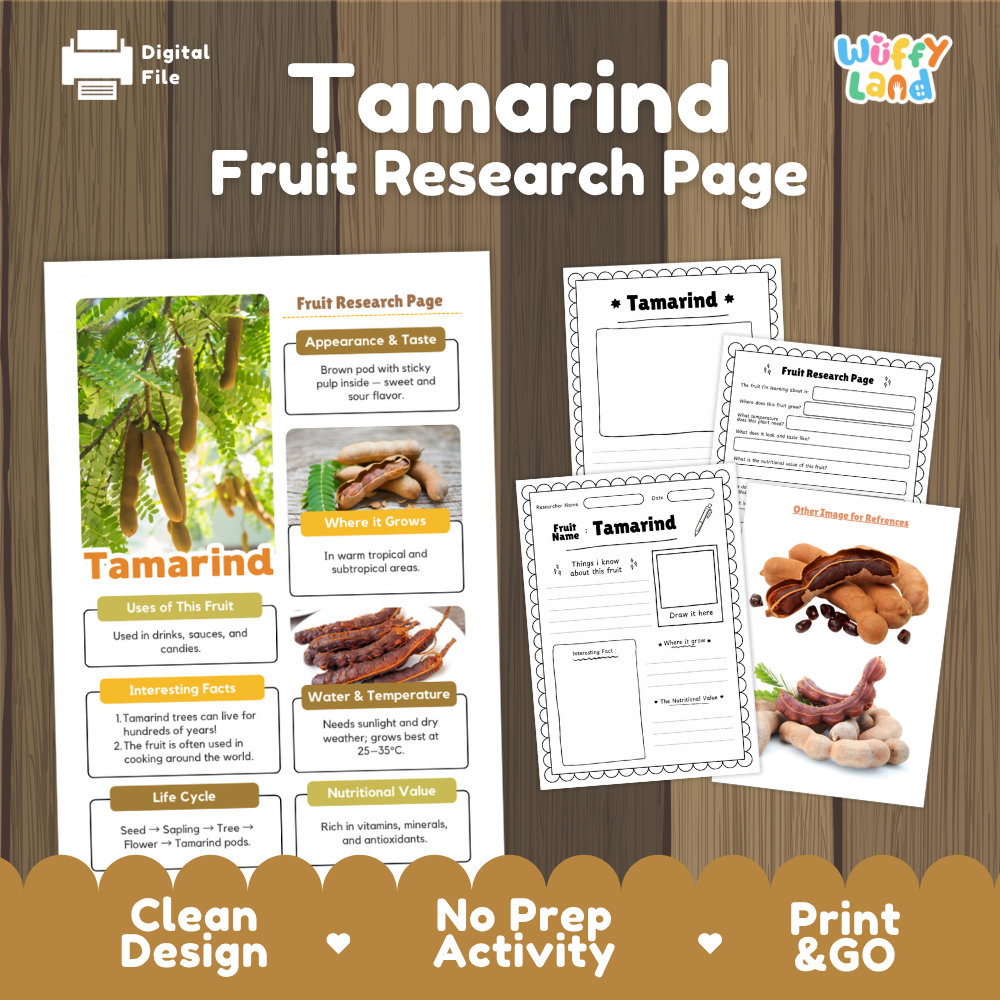 Tamarind Fruit Research Page Worksheets and Fact Sheet