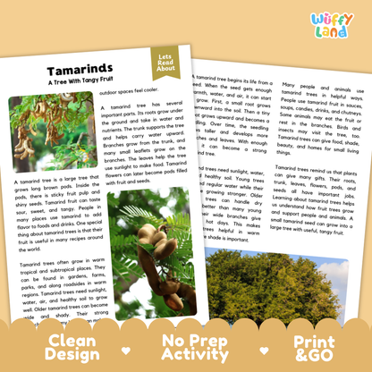 Tamarind Plant Reading Passages Worksheets and Comprehension Activity
