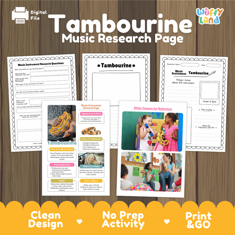 Tambourine Music Research Page Worksheets