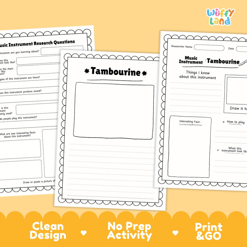 Tambourine Music Research Page Worksheets