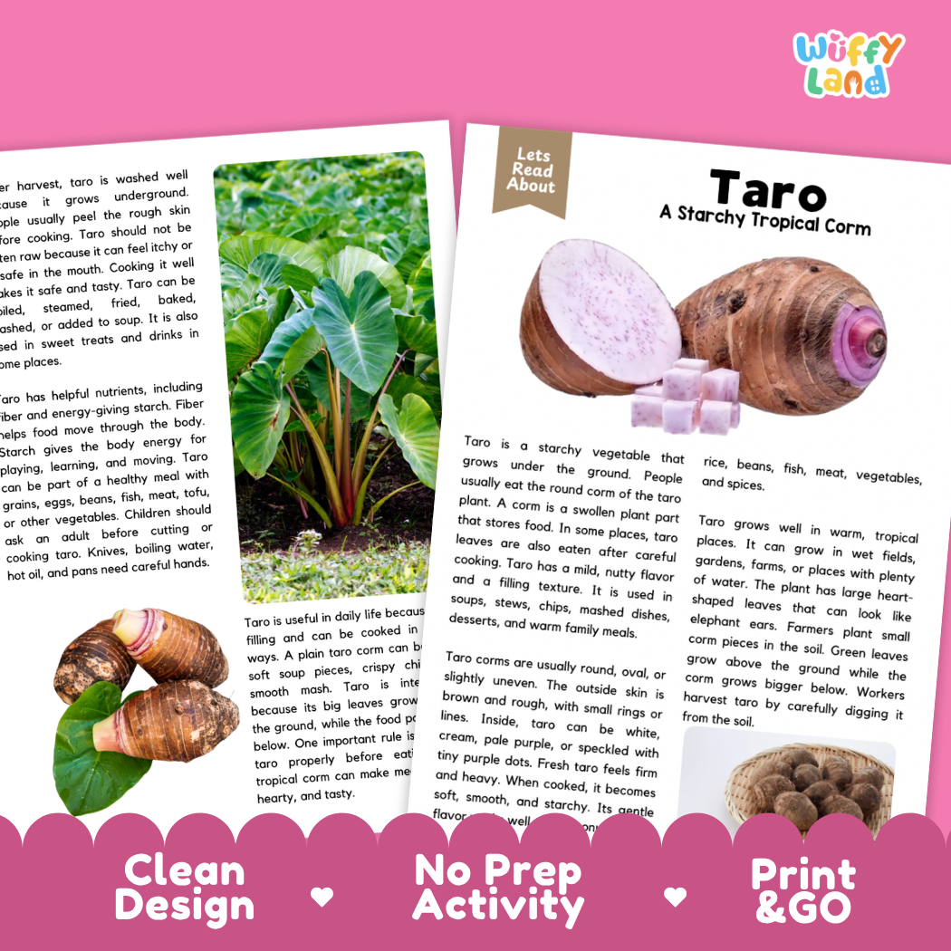 Teacher answer key page showing complete question solutions for taro reading comprehension practice