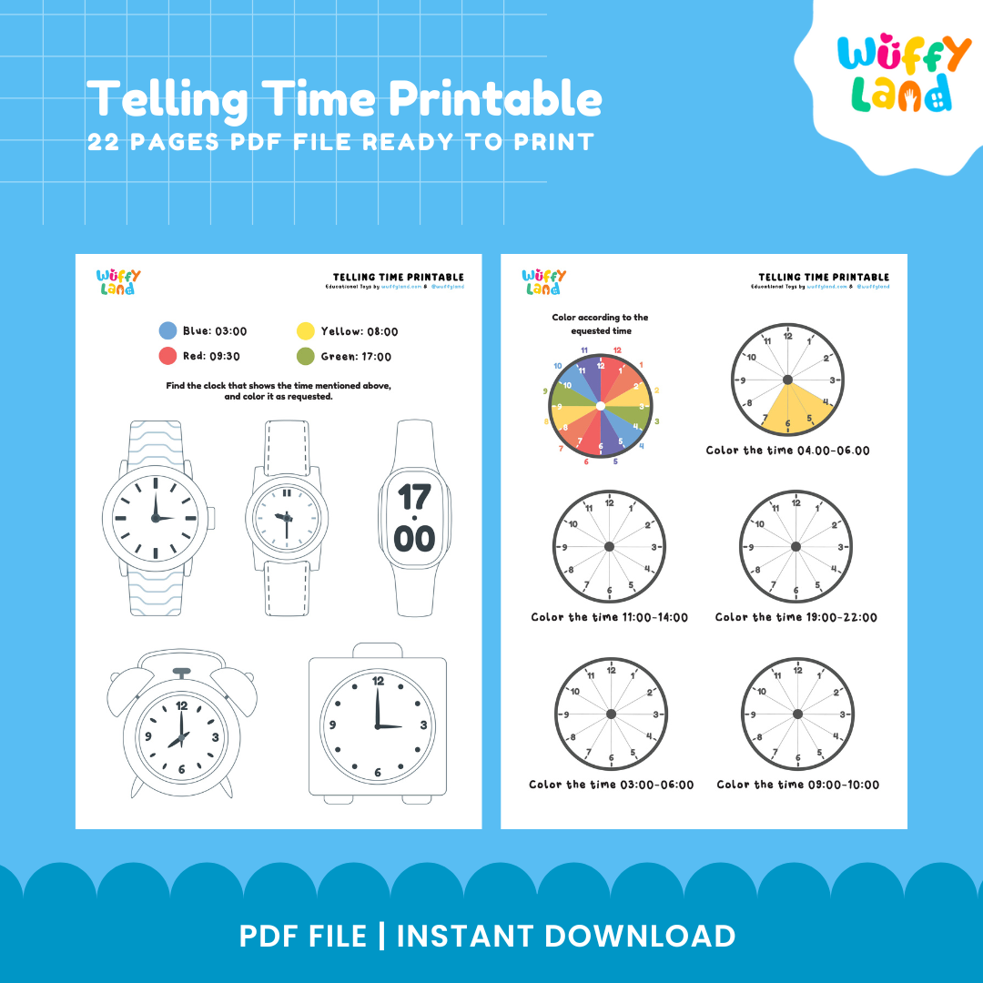 Telling Time Printable and Flashcards | Analog and Digital Clock Math Activities
