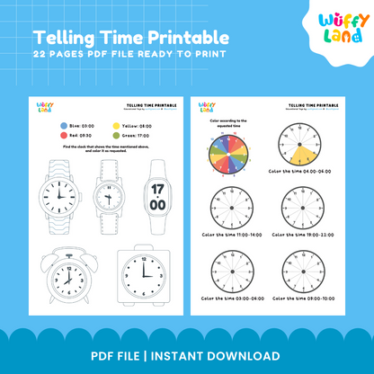 Telling Time Printable and Flashcards | Analog and Digital Clock Math Activities