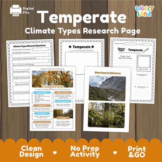 Temperate Climate Types Research Page Worksheets Weather Science Activity