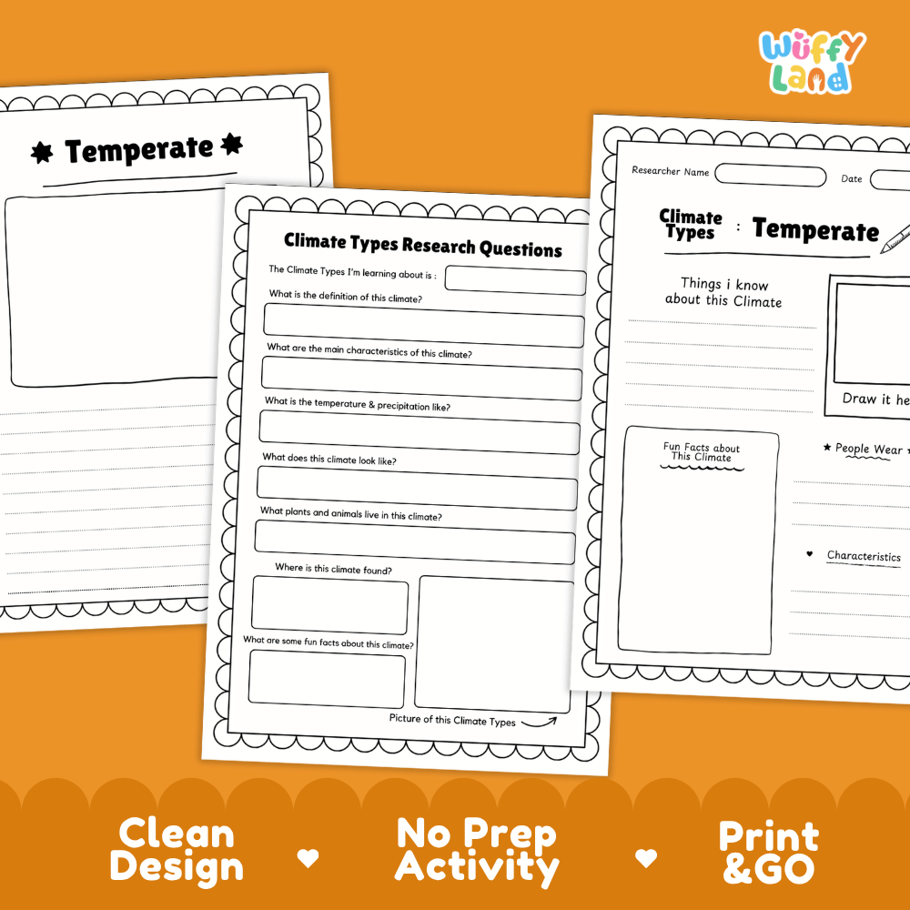 Temperate Climate Types Research Page Worksheets Weather Science Activity