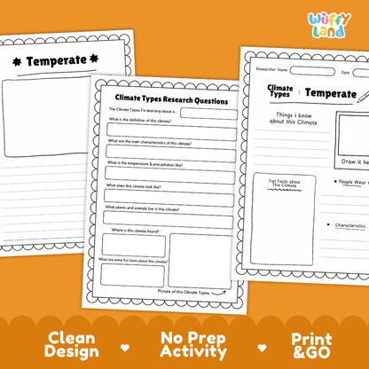 Temperate Climate Types Research Page Worksheets Weather Science Activity