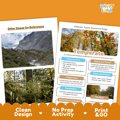 Temperate Climate Types Research Page Worksheets Weather Science Activity