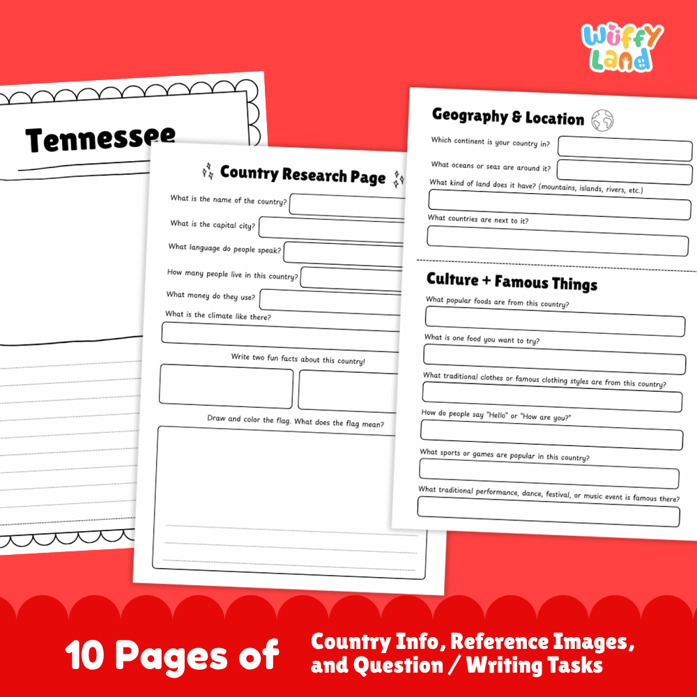 Tennessee Country Research Project Worksheets and Activity Pages