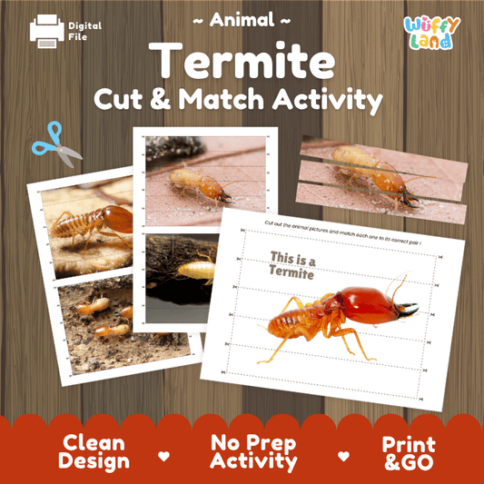 Termite Cut and Match Activity Worksheets | Animal Puzzle Printables