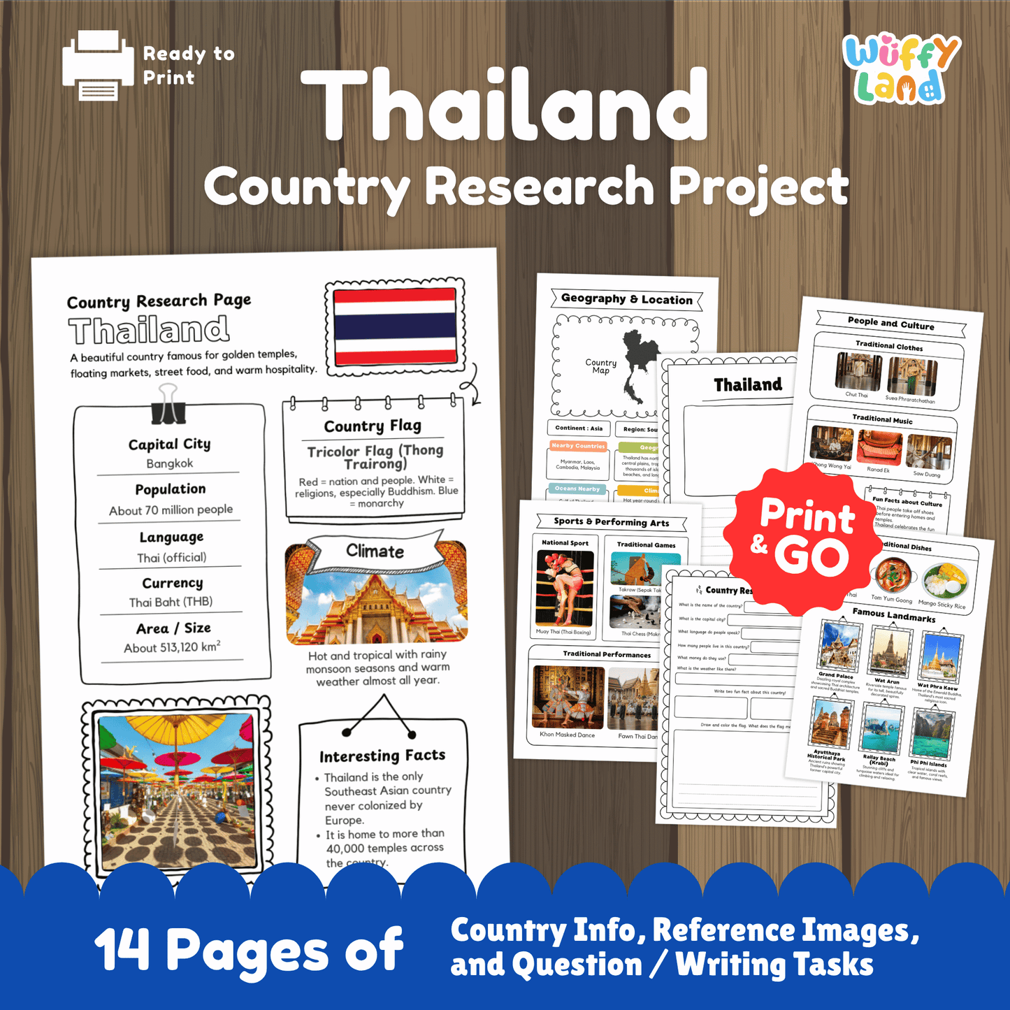 THAILAND Country Research Project | Asia Printable Geography Worksheets