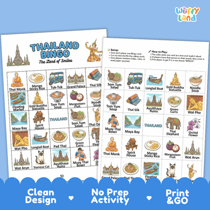 Thailand Geography BINGO Game | Thai Culture and Landmarks Printable Activity