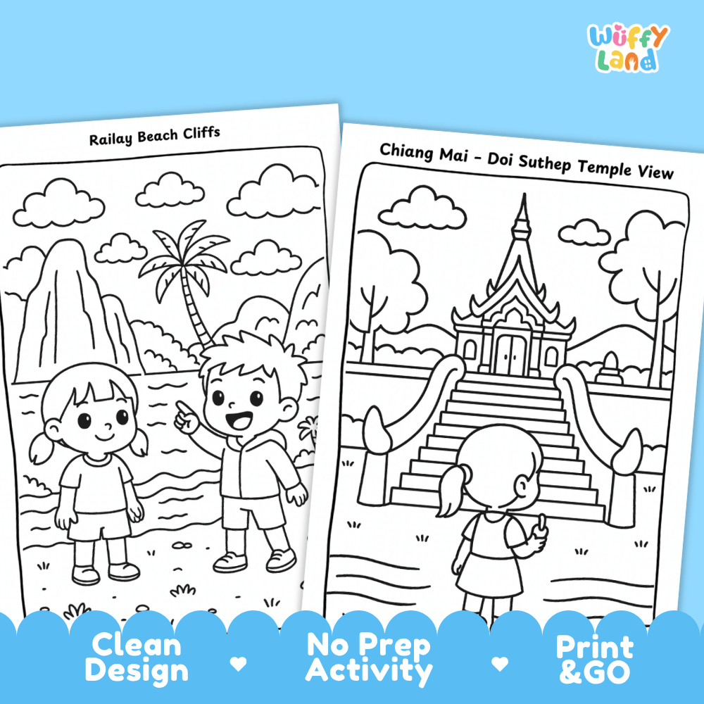Thailand Geography Coloring Pages Worksheets