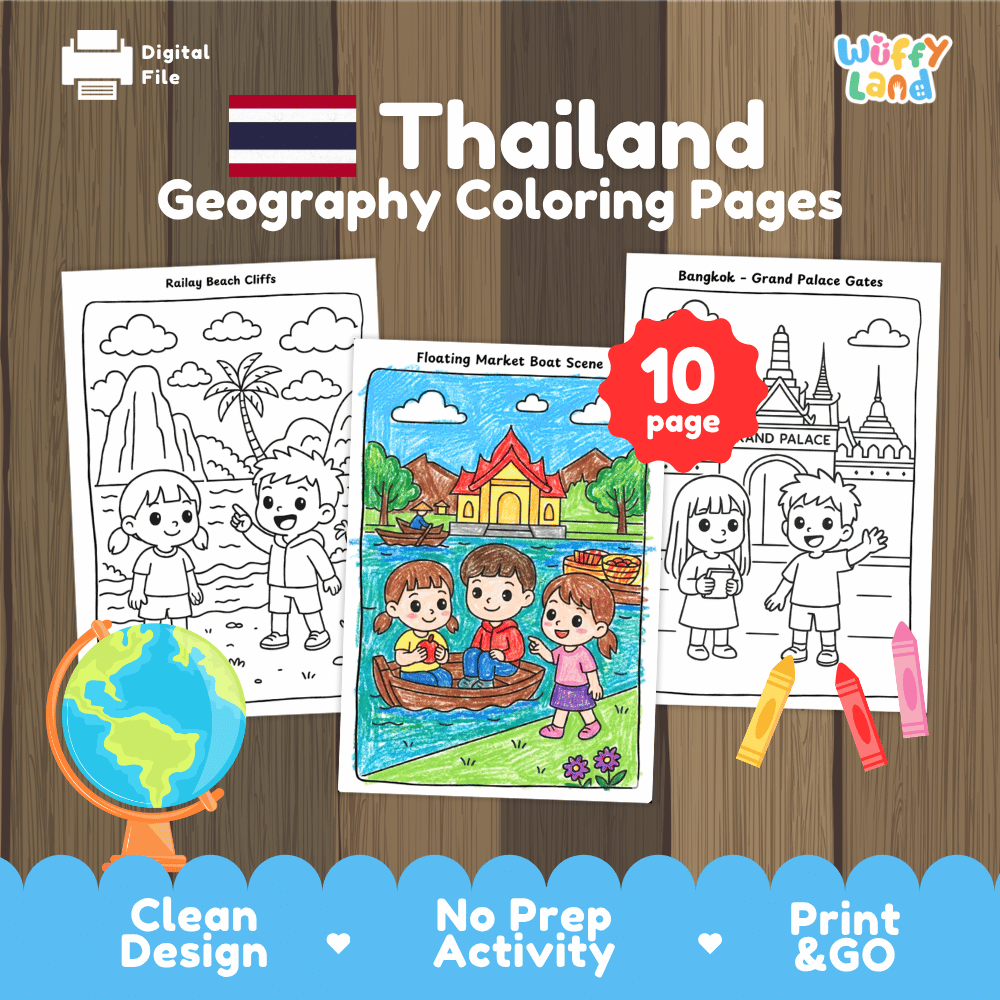 Thailand Geography Coloring Pages Worksheets