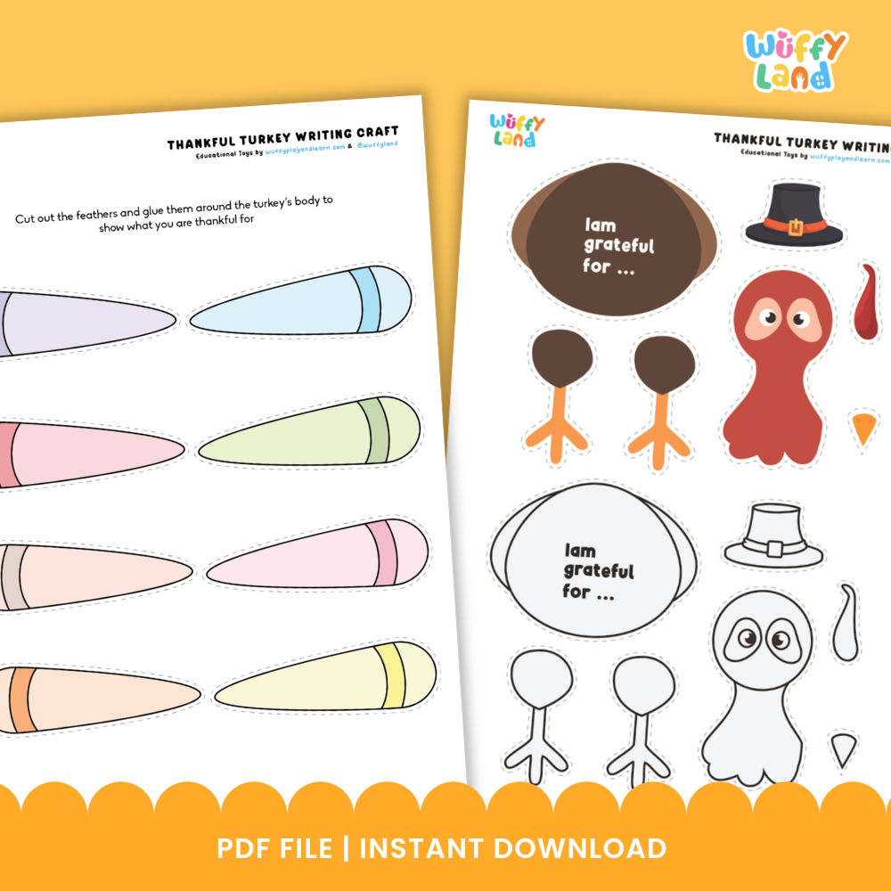 Printable sheets showing feather templates with handwriting tracing lines for words like home, food, and health