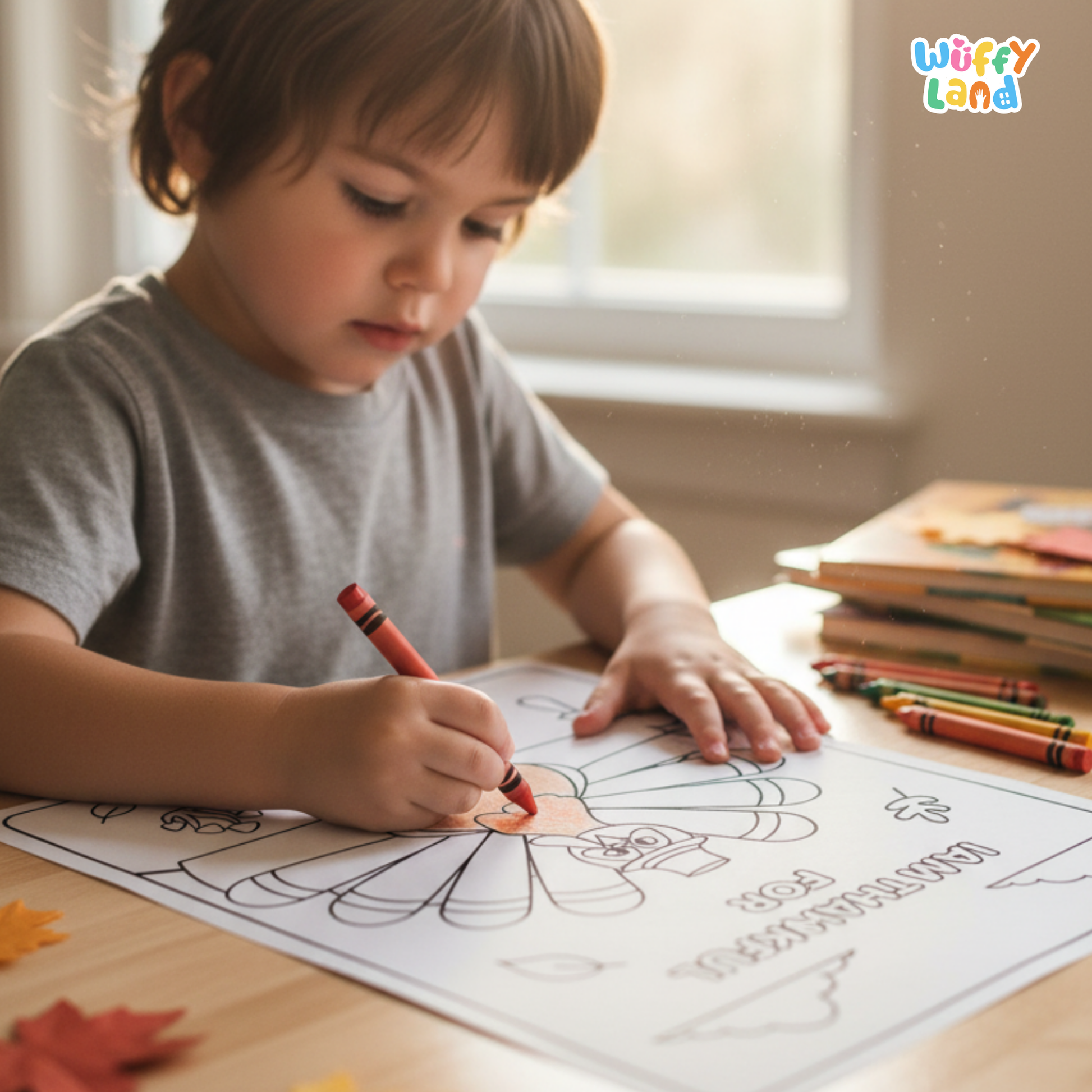Black-and-white printable pages featuring a turkey craft activity titled “I Am Thankful For,” showing two turkey coloring sheets with sections for children to write what they are thankful for