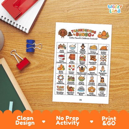 Thanksgiving BINGO Games Printable Fall Holiday Activity Cards