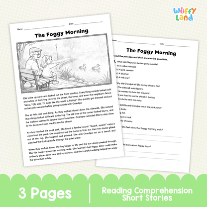 The Foggy Morning Reading Comprehension Passage and Questions Worksheets